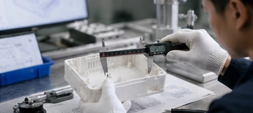 Dimensional inspection of an injection molded plastic enclosure