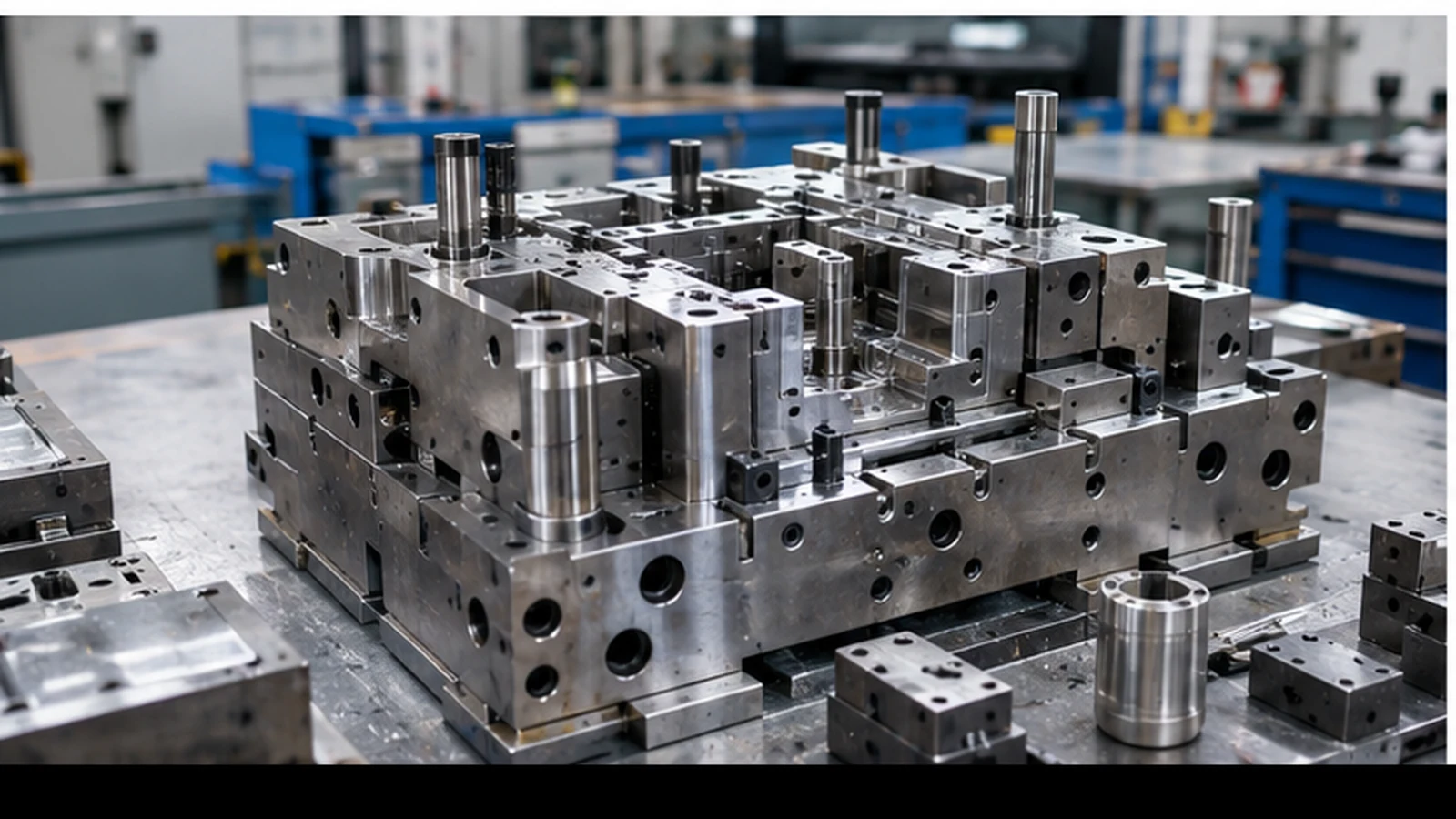 Injection mold tooling prepared for manufacturing a custom industrial plastic enclosure