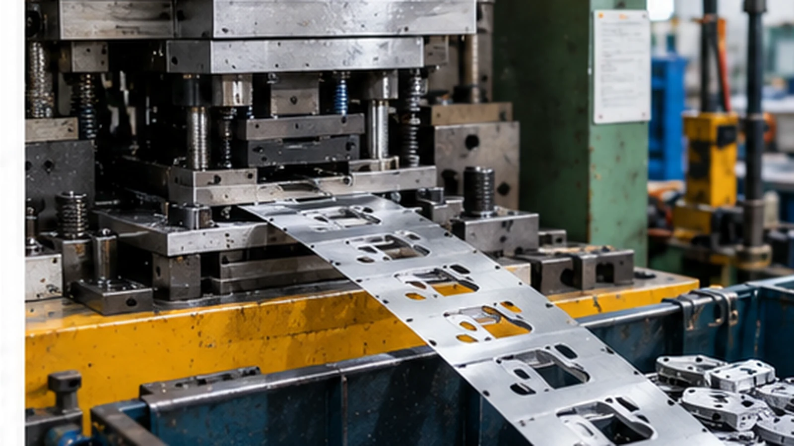 Metal stamping press producing precision sheet metal production parts